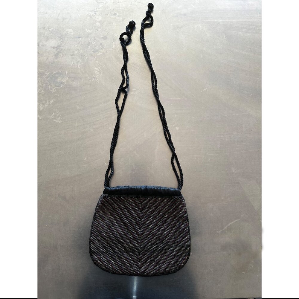 Ronora Chevron Striped Beaded Shoulder Bag